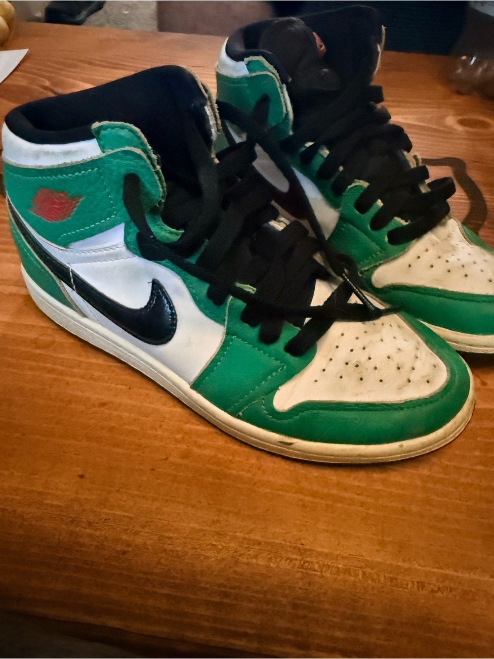 Nike Kids High-Top Sneakers in Green, White & Black